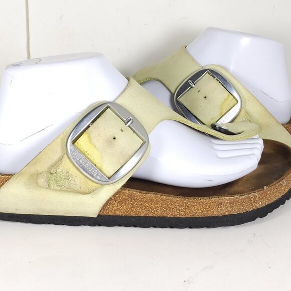 Birkenstock Women's Gizeh Big Buckle EU42 US11 Nubuck Faded Lime Thong Sandals - Picture 12 of 16